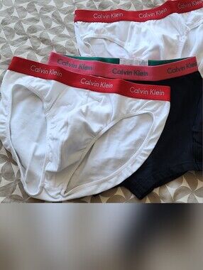 Calvin Klein White & Black Briefs with Red Waistbands